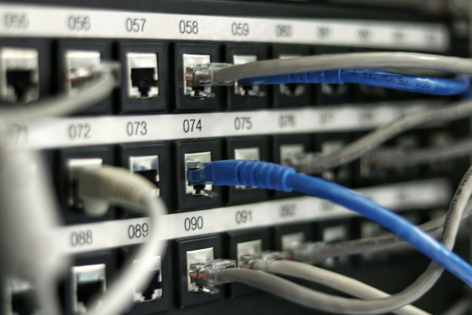 Network switch with patch cables in an equipment rack